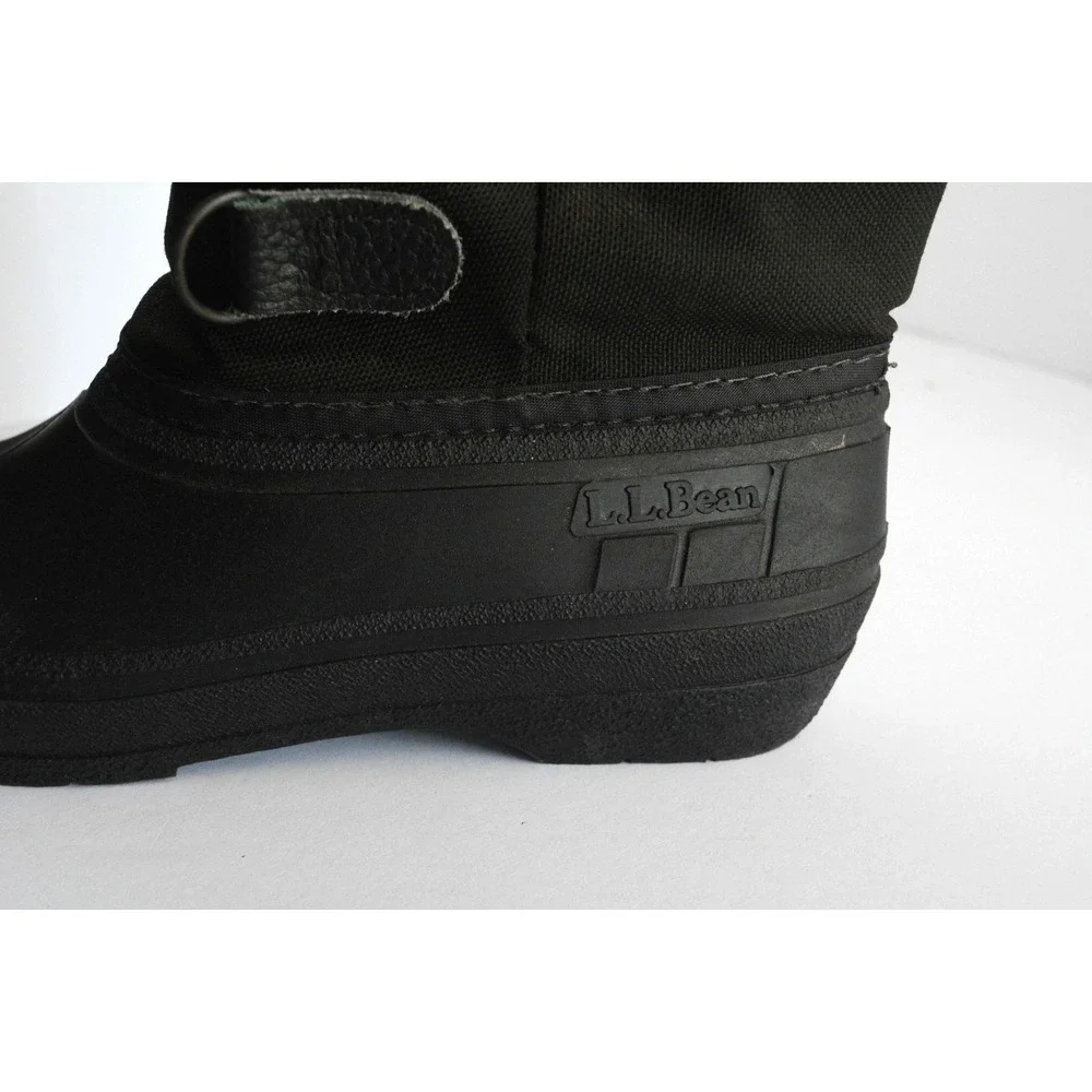 LL Bean Women's Black Canvas Pull On Mid Calf Drawstring Winter Boots Size 7 - Picture 16 of 16
